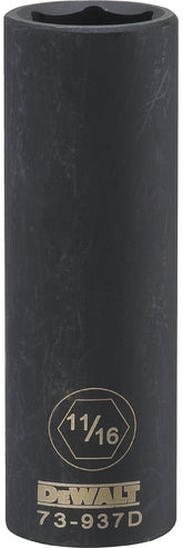 DeWALT DWMT73937OSP Impact Socket, 11/16 in Socket, 1/2 in Drive, 6-Point, CR-440 Steel, Black Oxide